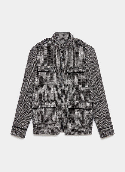 Black Textured Military Jacket