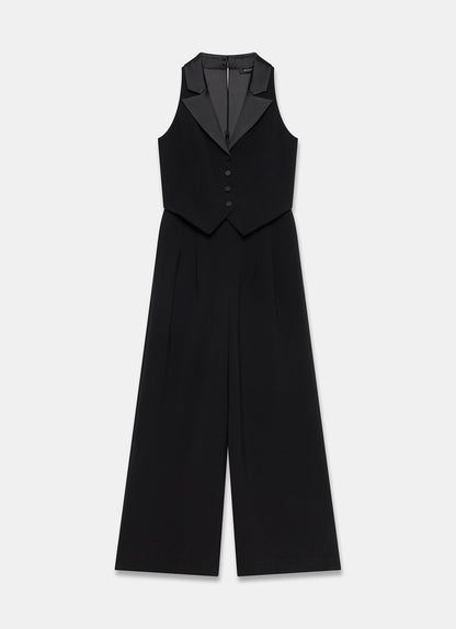 Black Tuxedo Wide Leg Jumpsuit