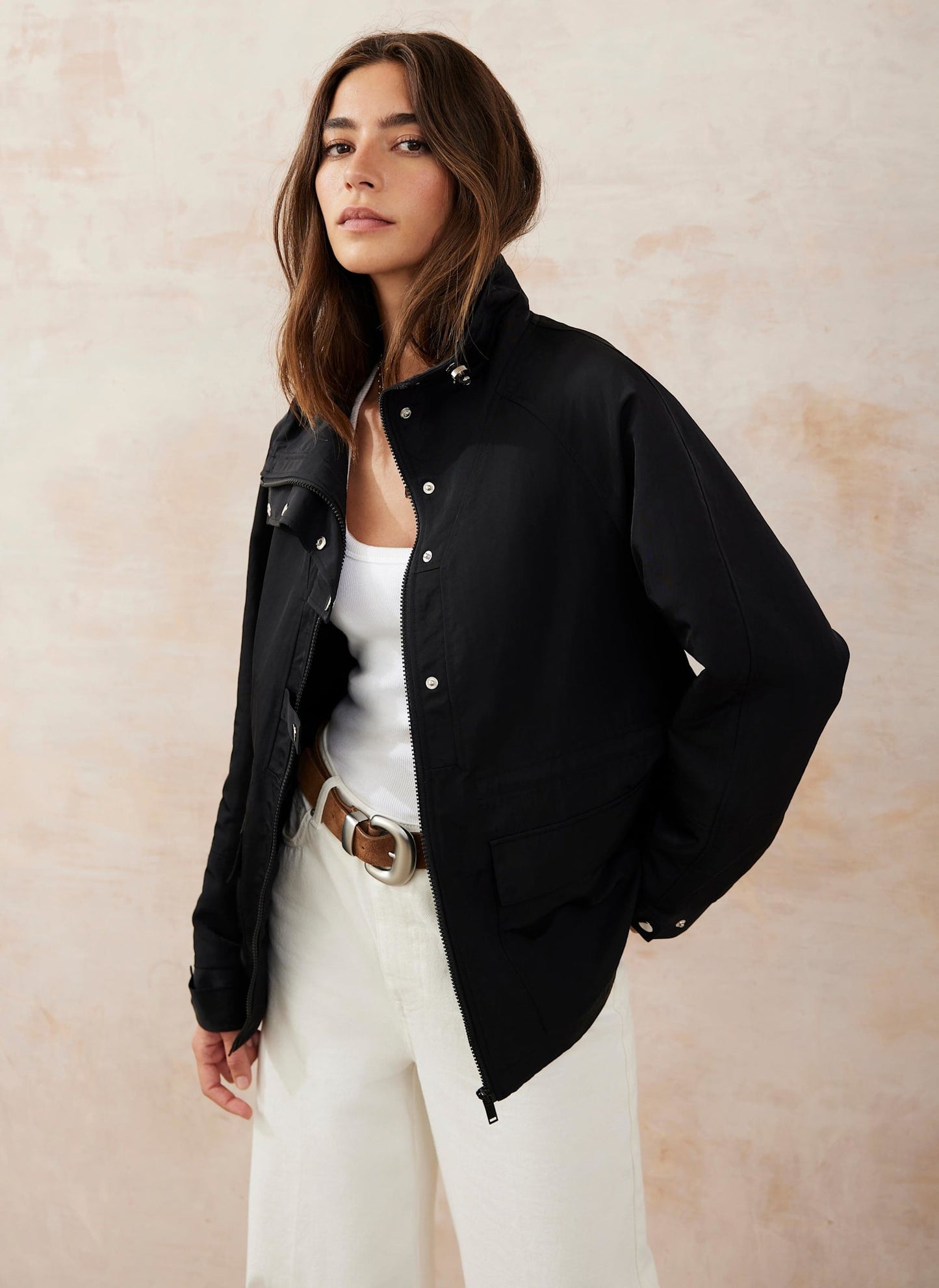 Black Utility Parka Jacket