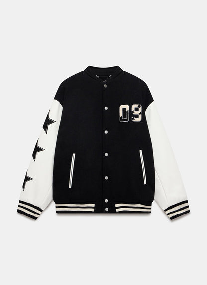 Black Varsity Bomber Jacket