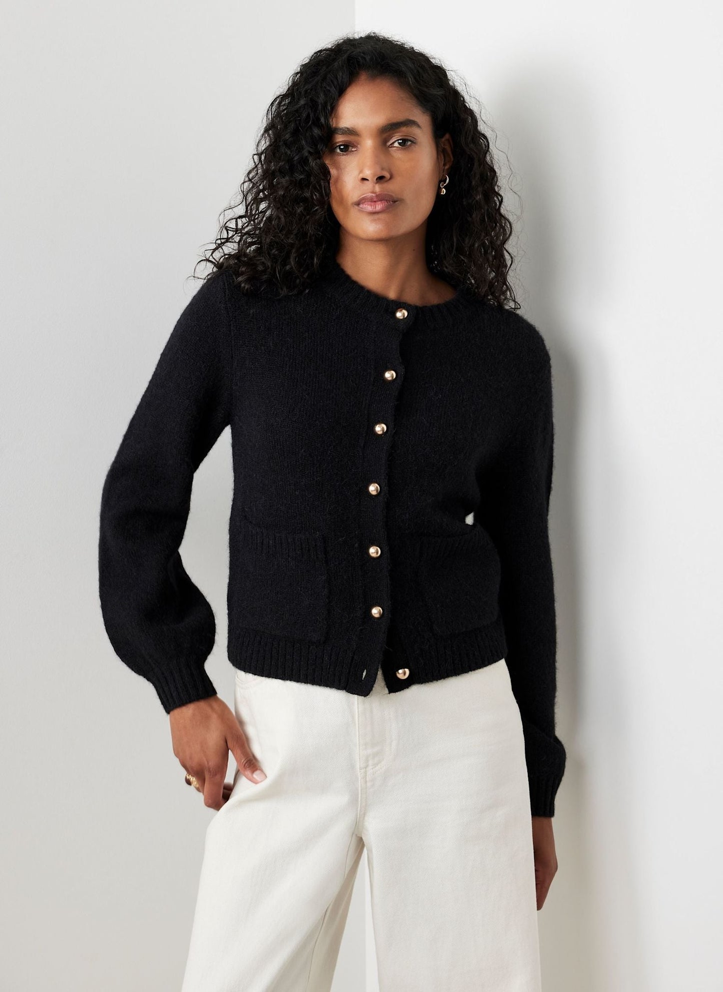 Black Wool Blend Cardigan