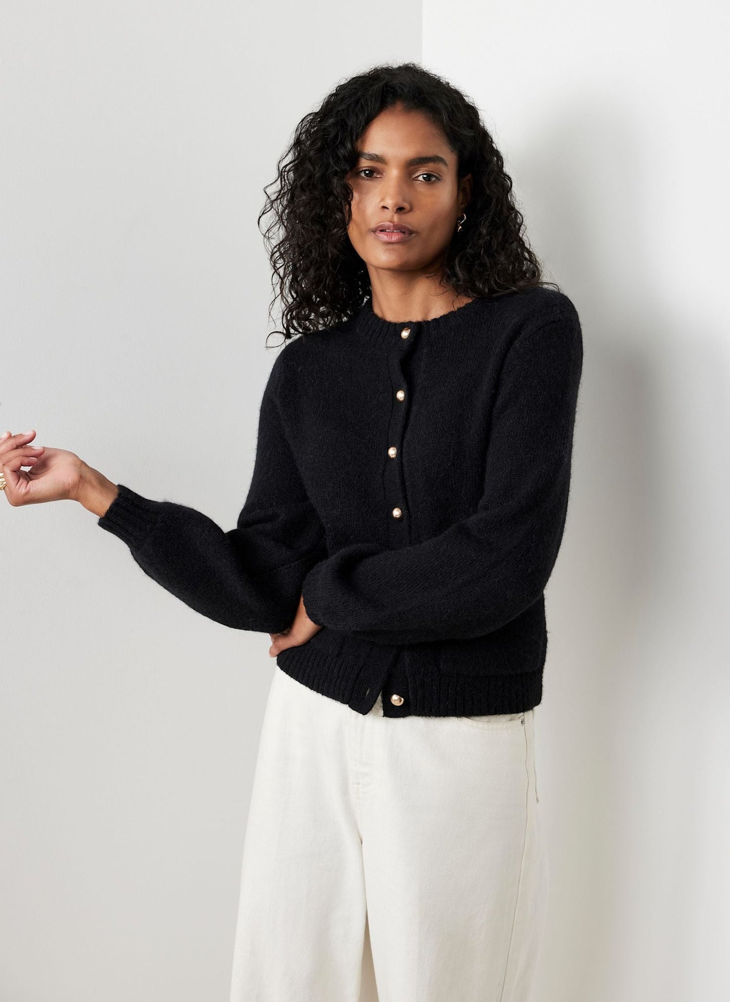 Black Wool Blend Cardigan