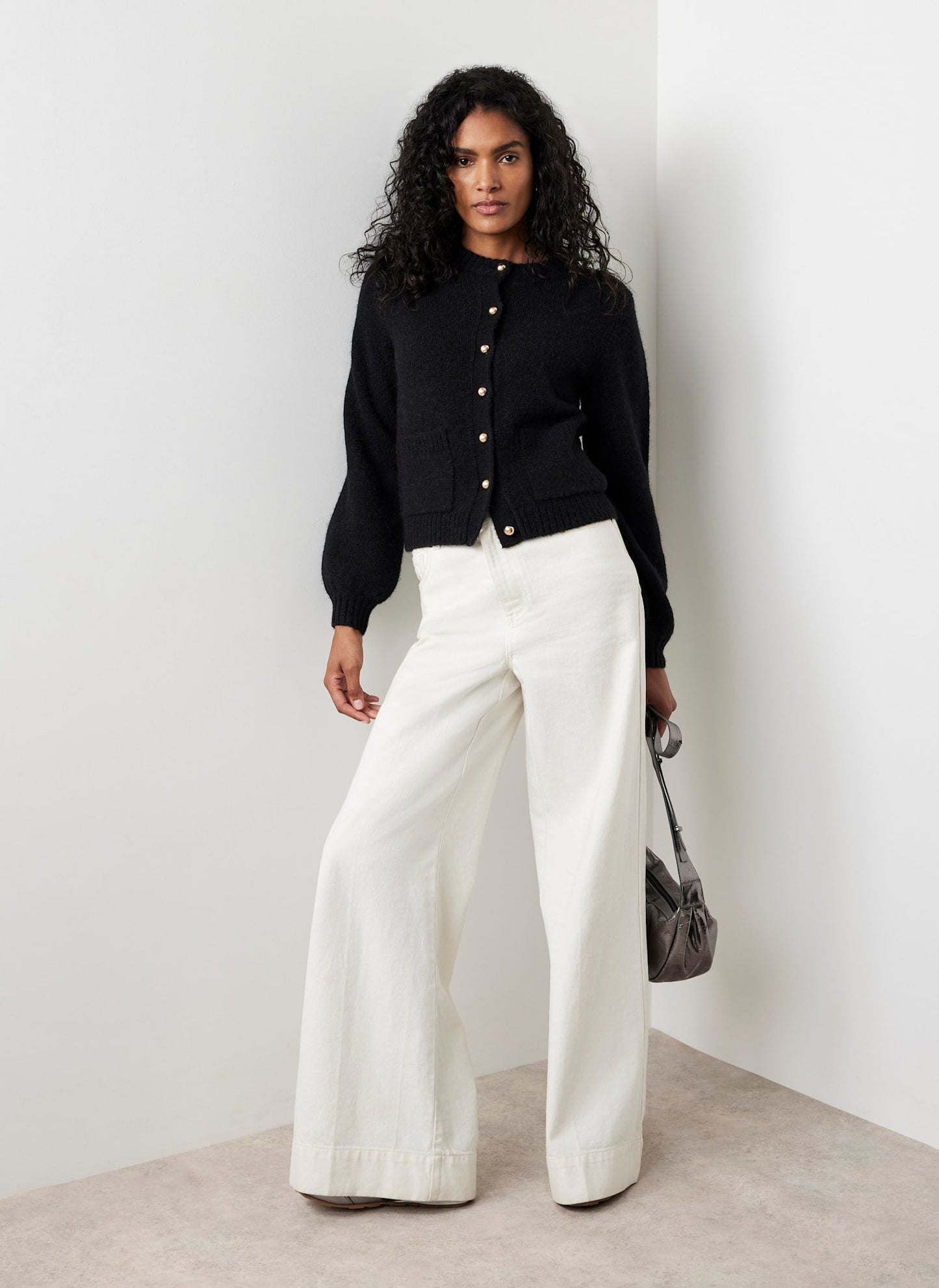 Black Wool Blend Cardigan