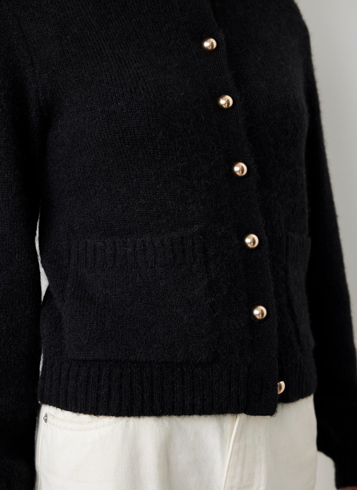 Black Wool Blend Cardigan