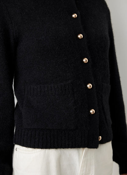 Black Wool Blend Cardigan
