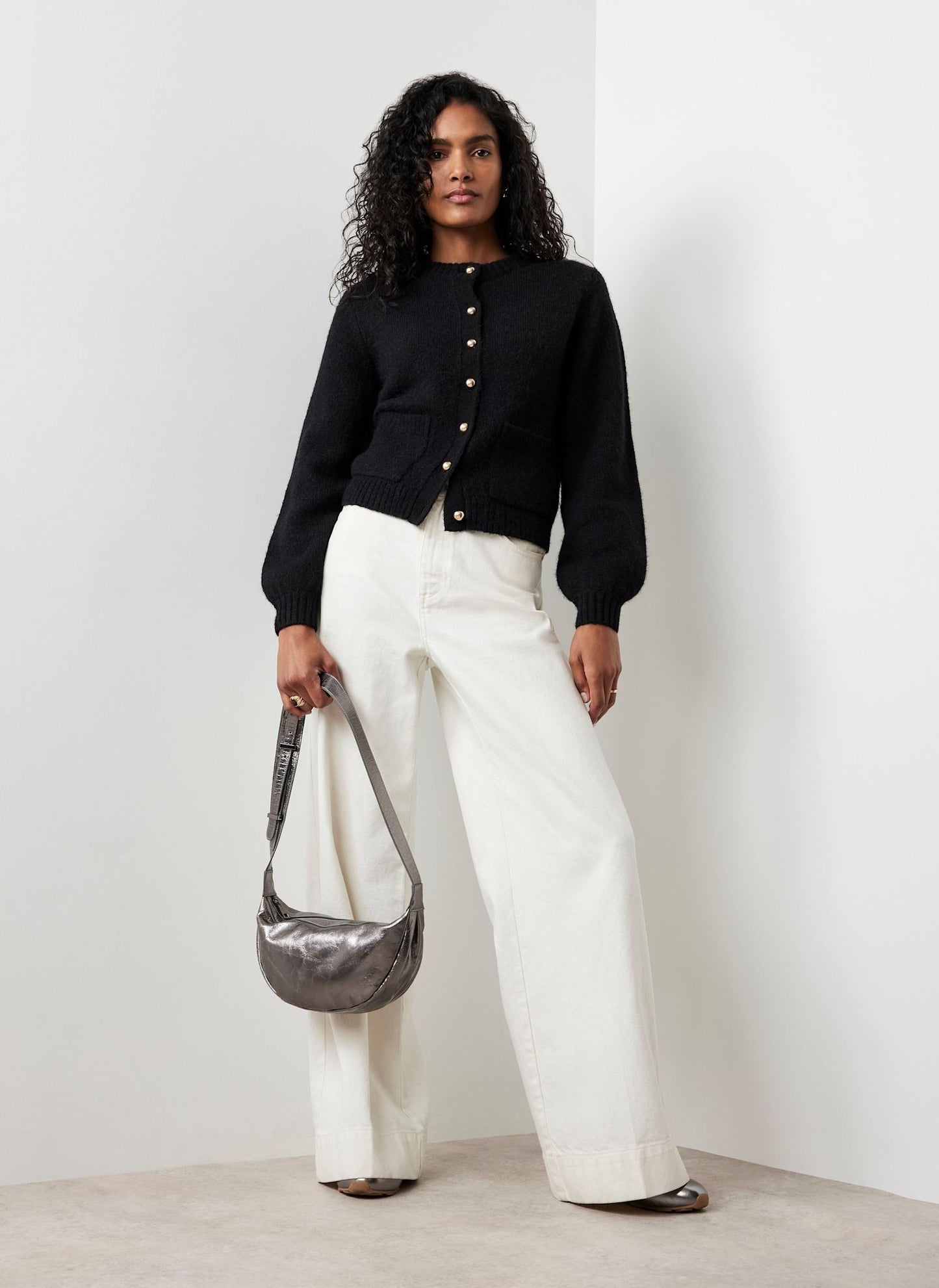 Black Wool Blend Cardigan