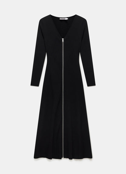 Black Ribbed Knit Maxi Dress