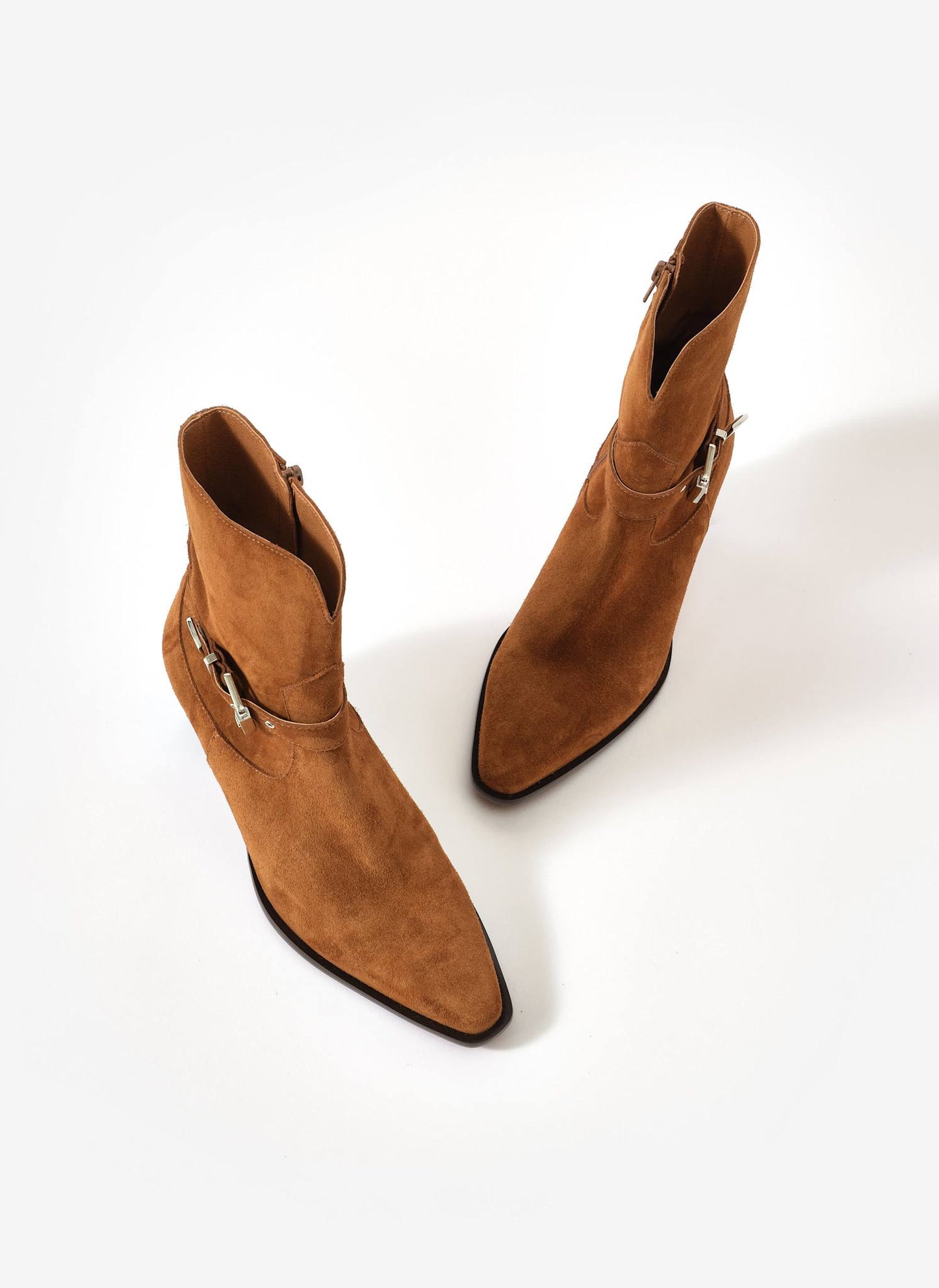 Blair Tan Suede Buckled Ankle Boots