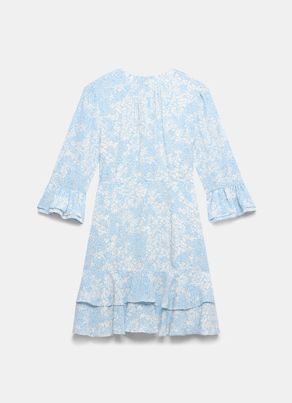Blue Floral Print Mini Dress