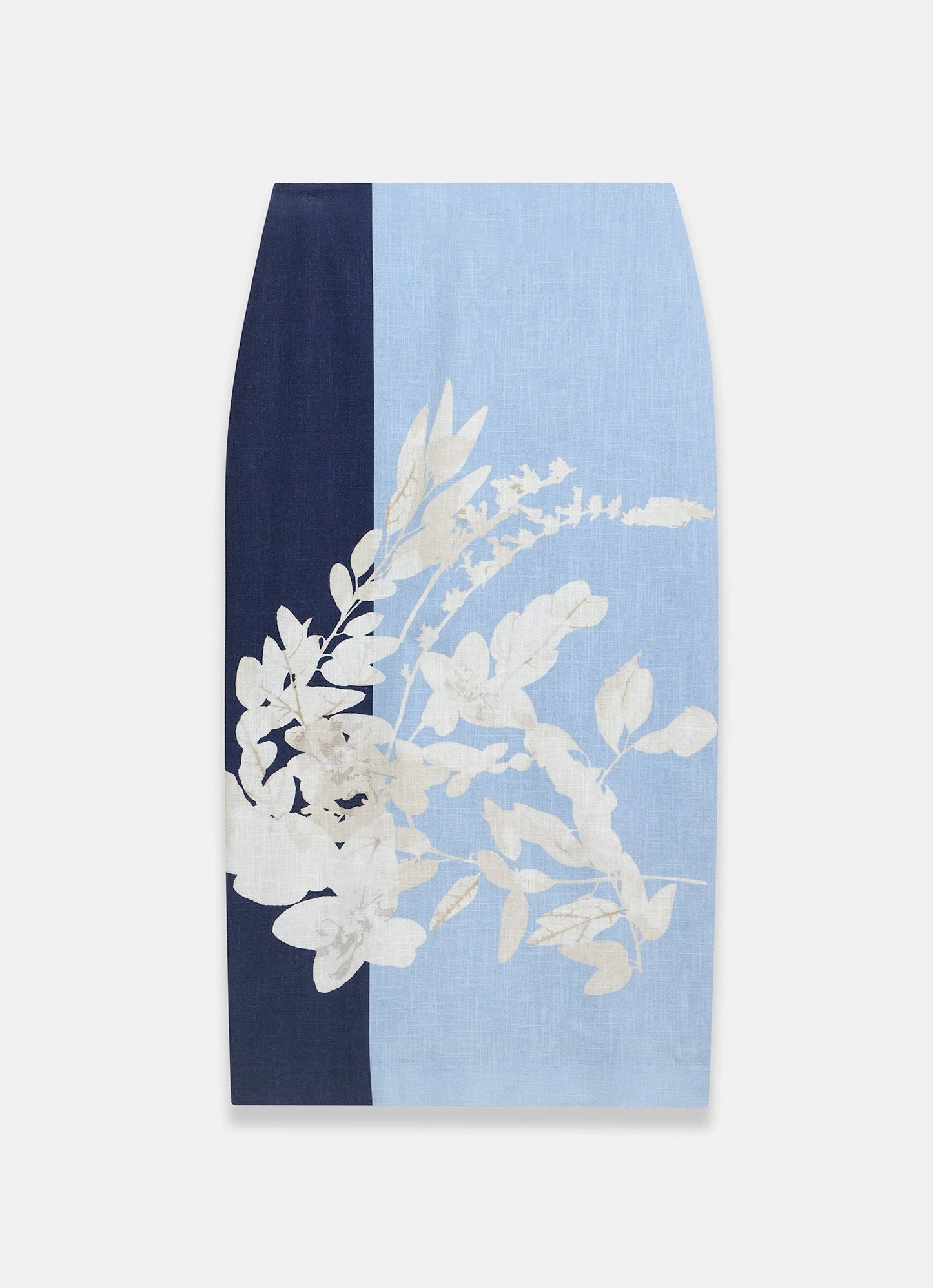 Blue Floral Print Pencil Skirt