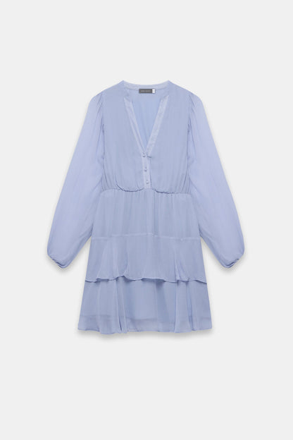 Blue Ruffle Boho Mini Dress