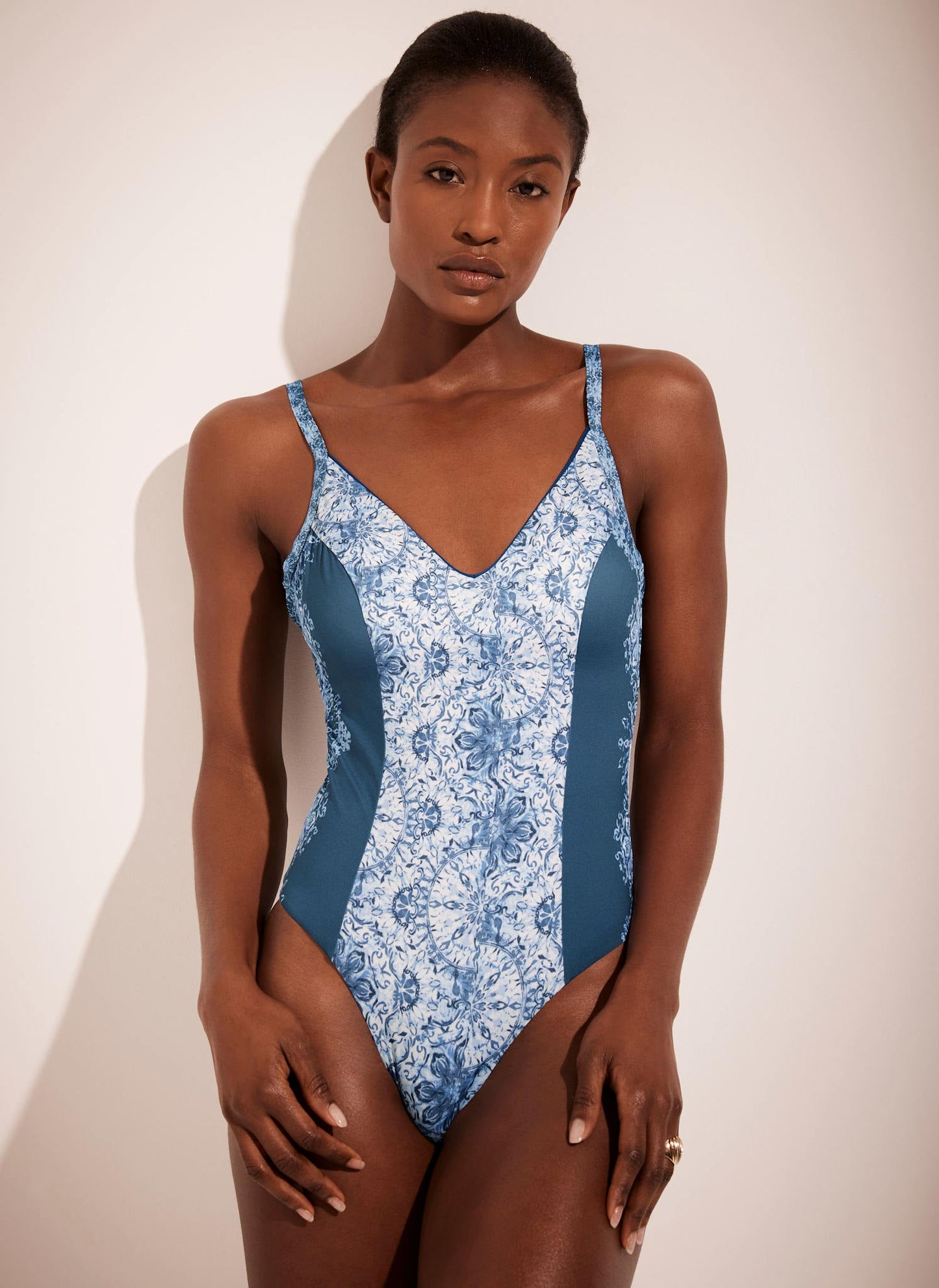 Blue Paisley Print Swimsuit