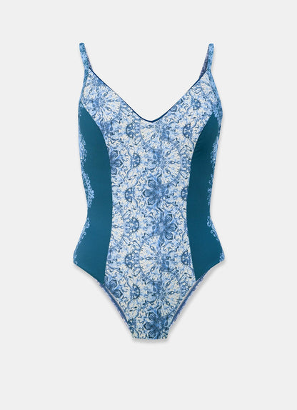 Blue Paisley Print Swimsuit