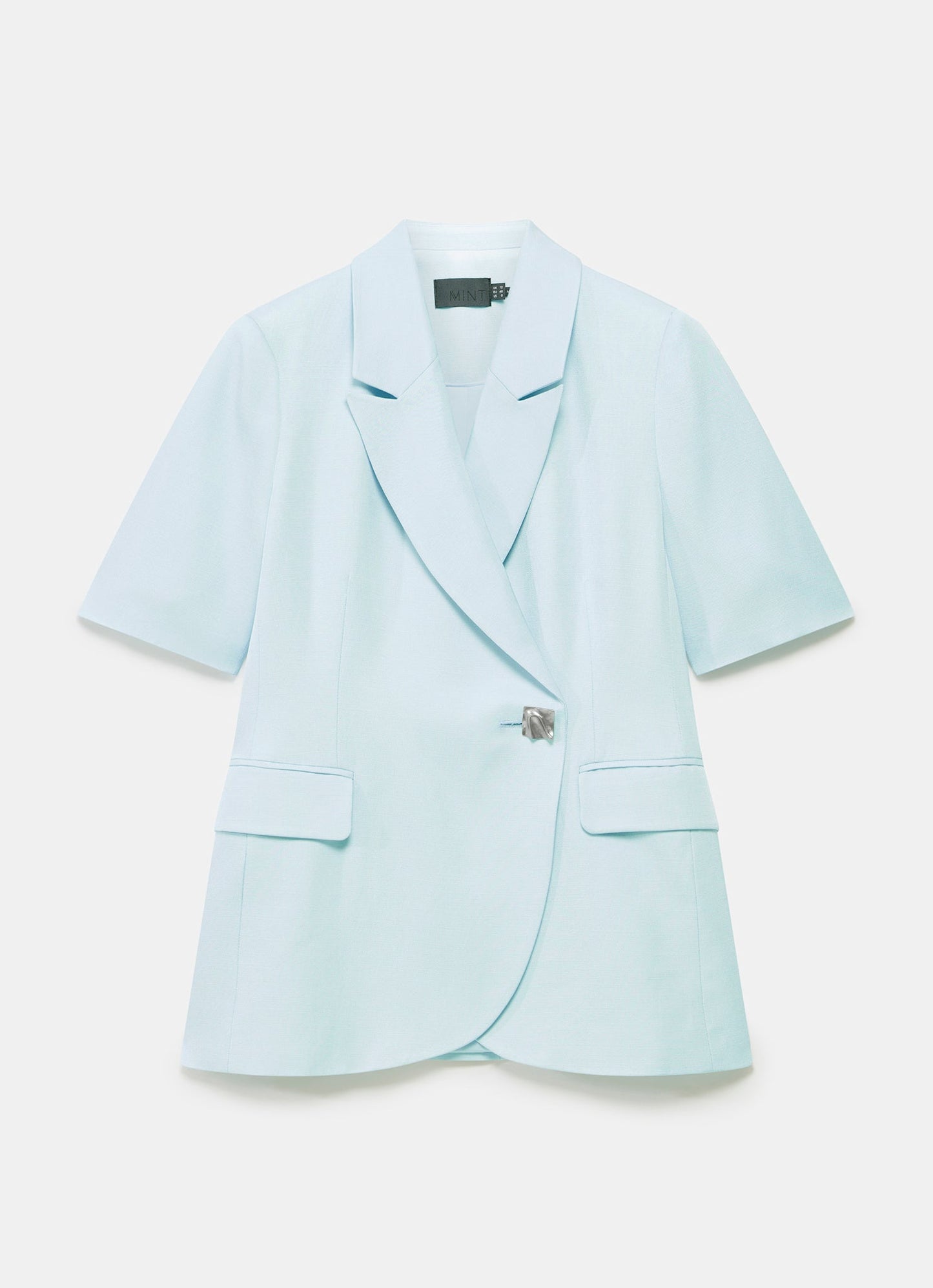 Blue Short Sleeve Longline Blazer