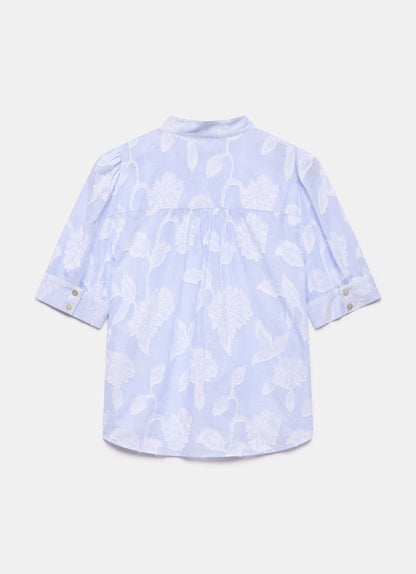 Blue Striped Floral Blouse