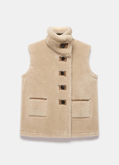 Tan Bonded High Neck Reversible Gilet