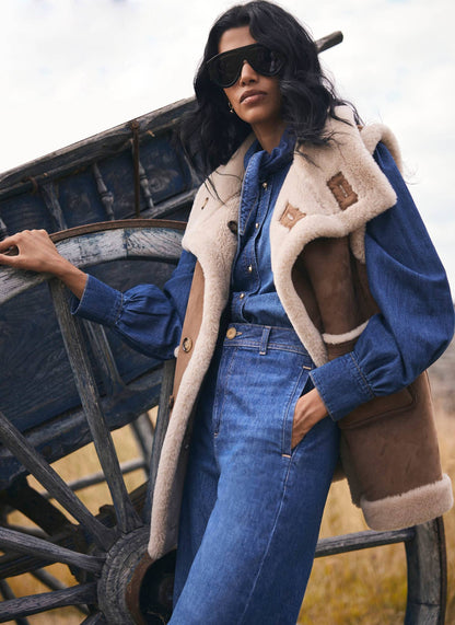 Tan Bonded High Neck Reversible Gilet