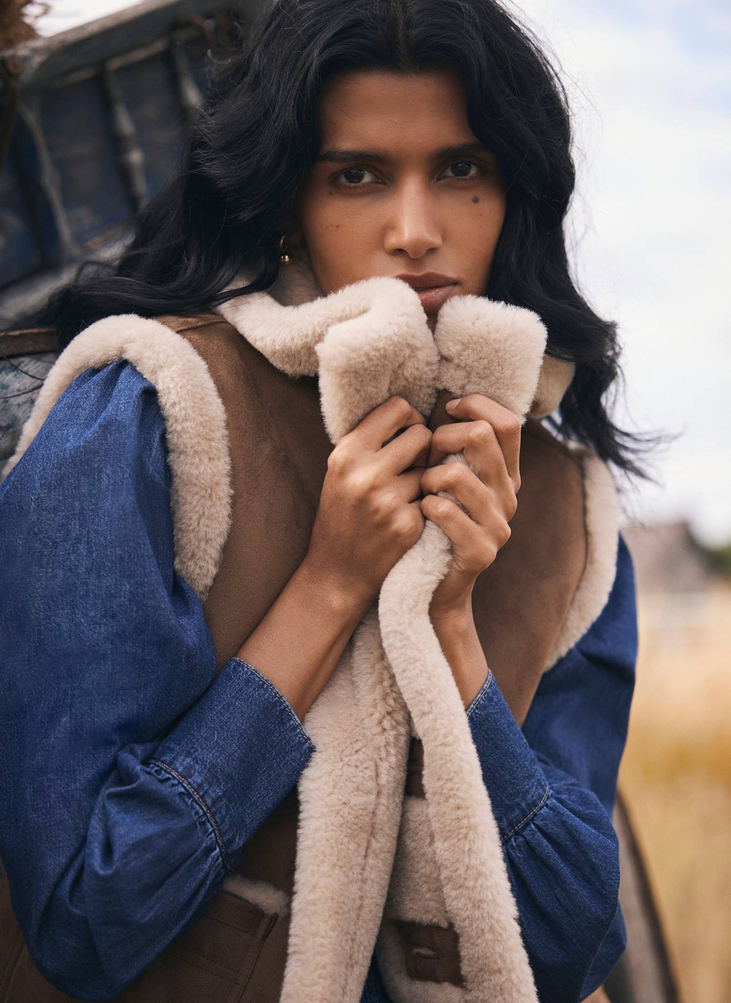 Tan Bonded High Neck Reversible Gilet