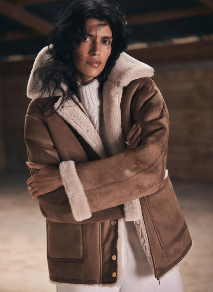 Tan Reversible Aviator Jacket