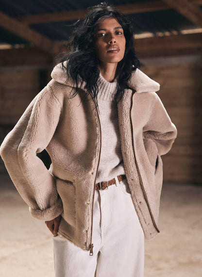 Tan Reversible Aviator Jacket