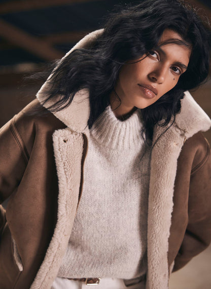 Tan Reversible Aviator Jacket