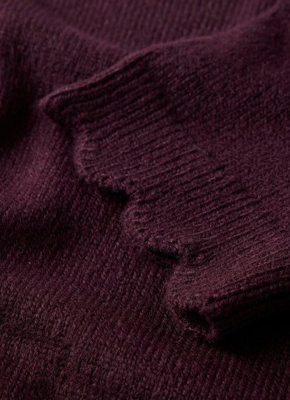 Burgundy Scallop Knit Top