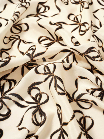 Bow Print Square Neck Scarf
