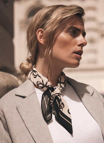 Bow Print Square Neck Scarf