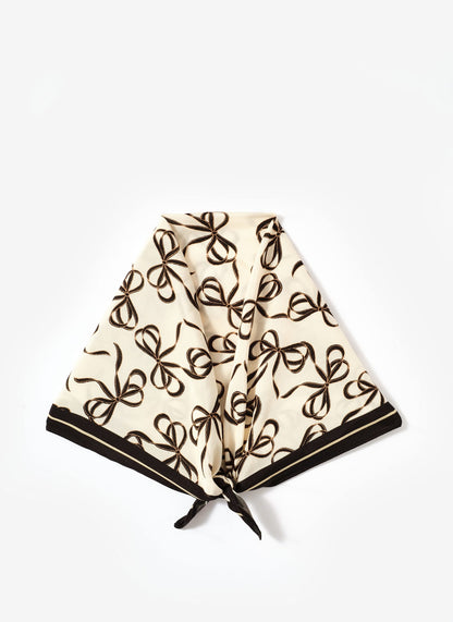 Bow Print Square Neck Scarf