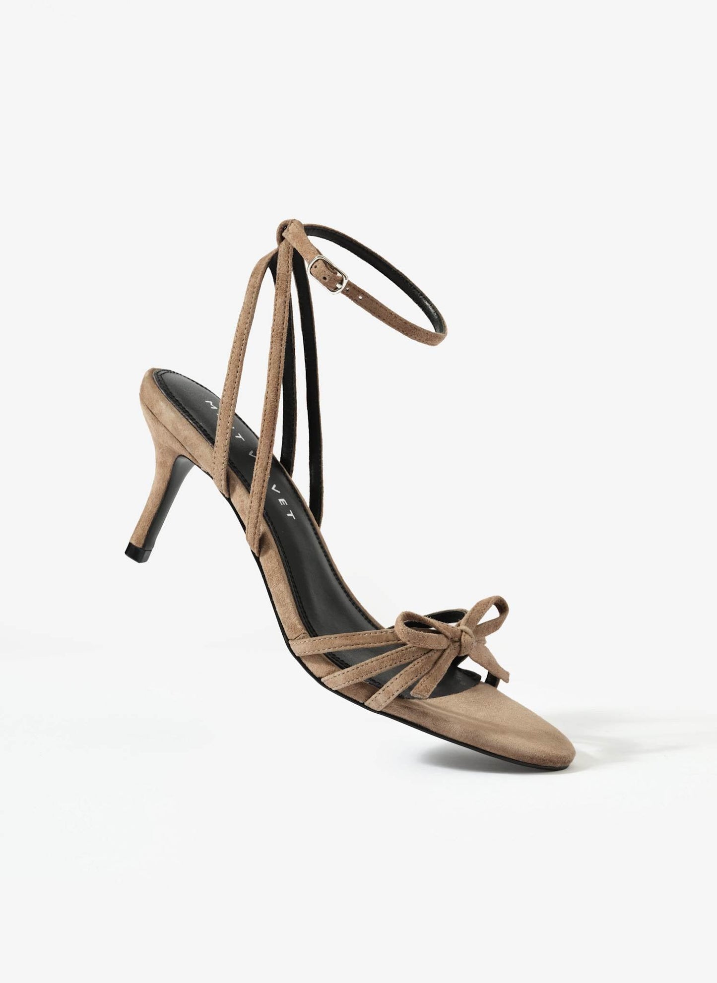 Bridie Taupe Suede Strappy Bow Heels
