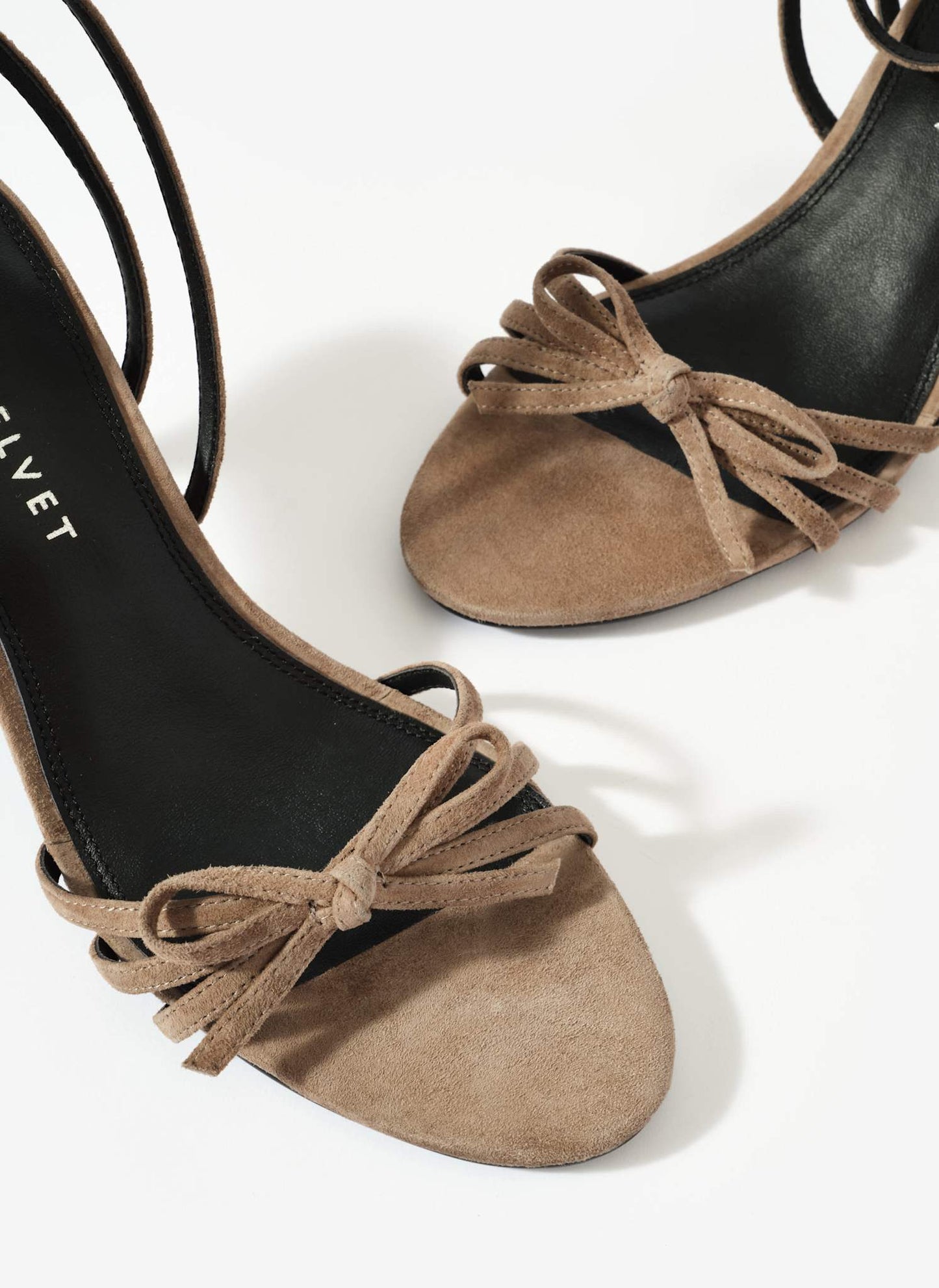 Bridie Taupe Suede Strappy Bow Heels
