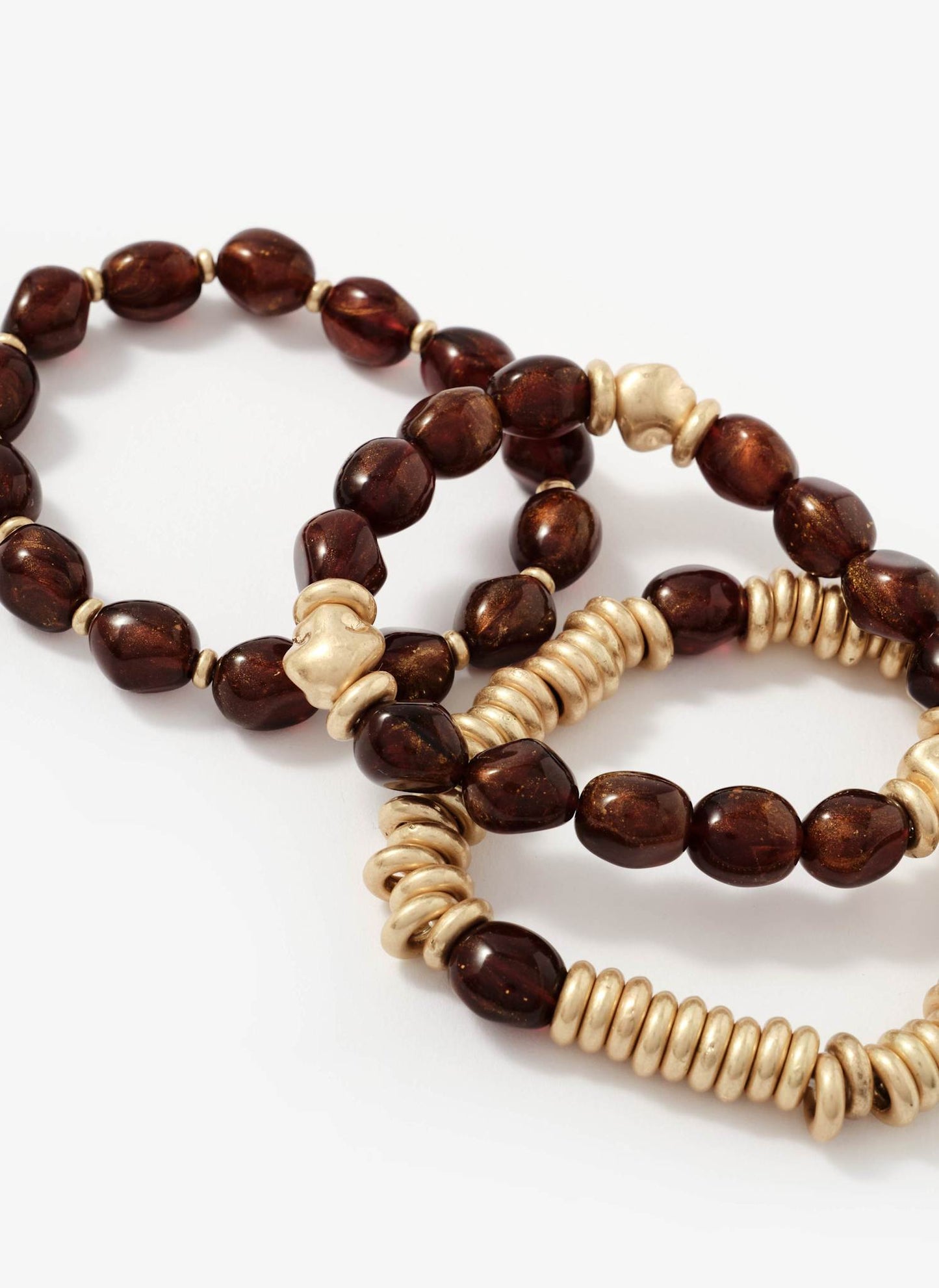Brown Beaded Bracelet Set