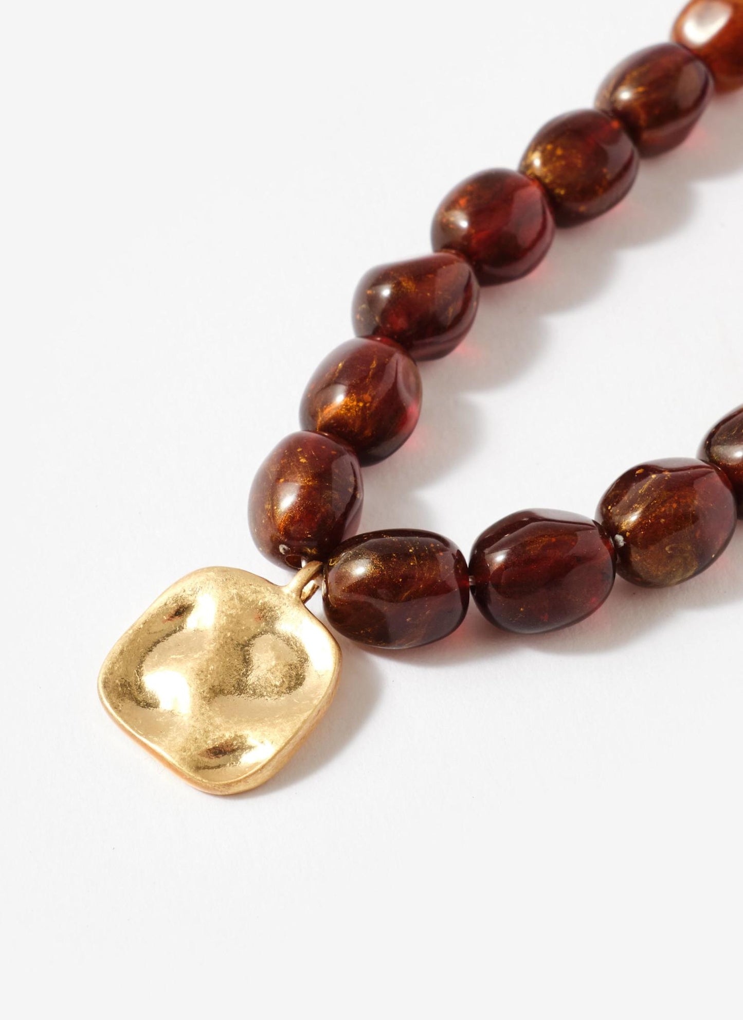 Brown Beaded Charm Necklace