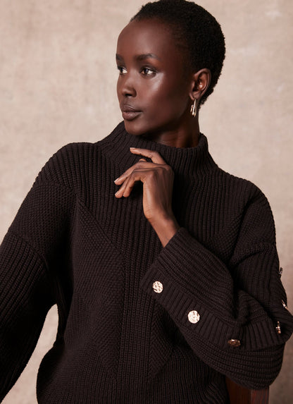 Brown Button Detail Jumper