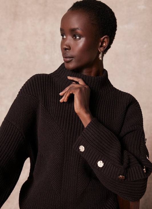 Brown Button Detail Jumper