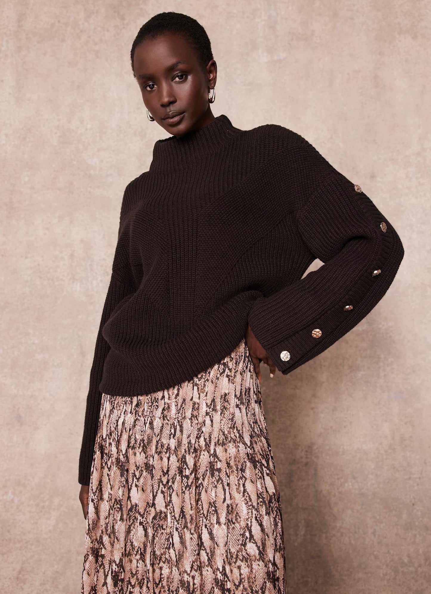 Brown Button Detail Jumper