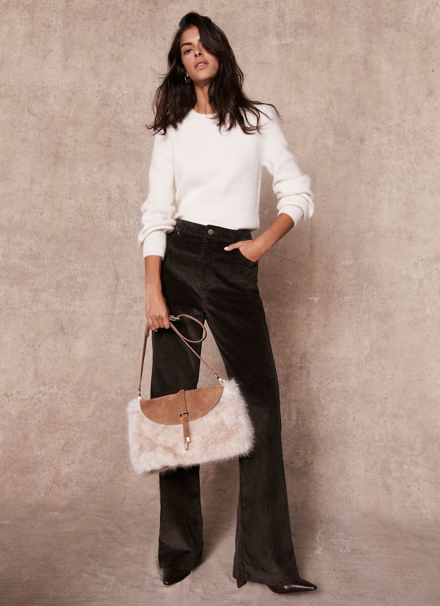 Brown Corduroy Flared Trousers