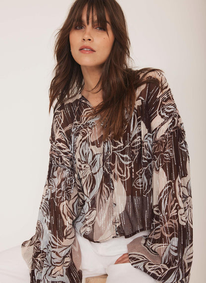 Brown Floral Print Blouse