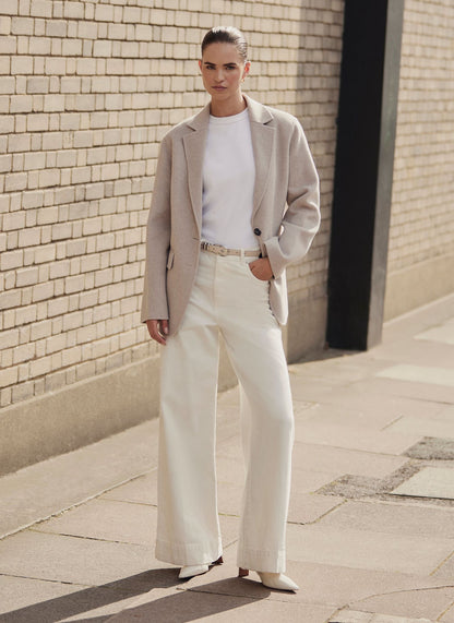 Neutral Wool Blend Hand Finished Blazer