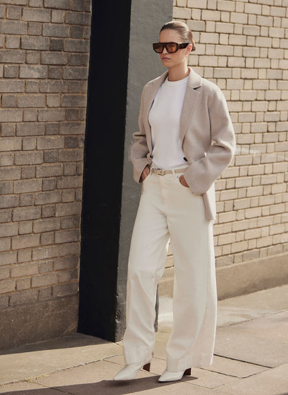 Neutral Wool Blend Hand Finished Blazer