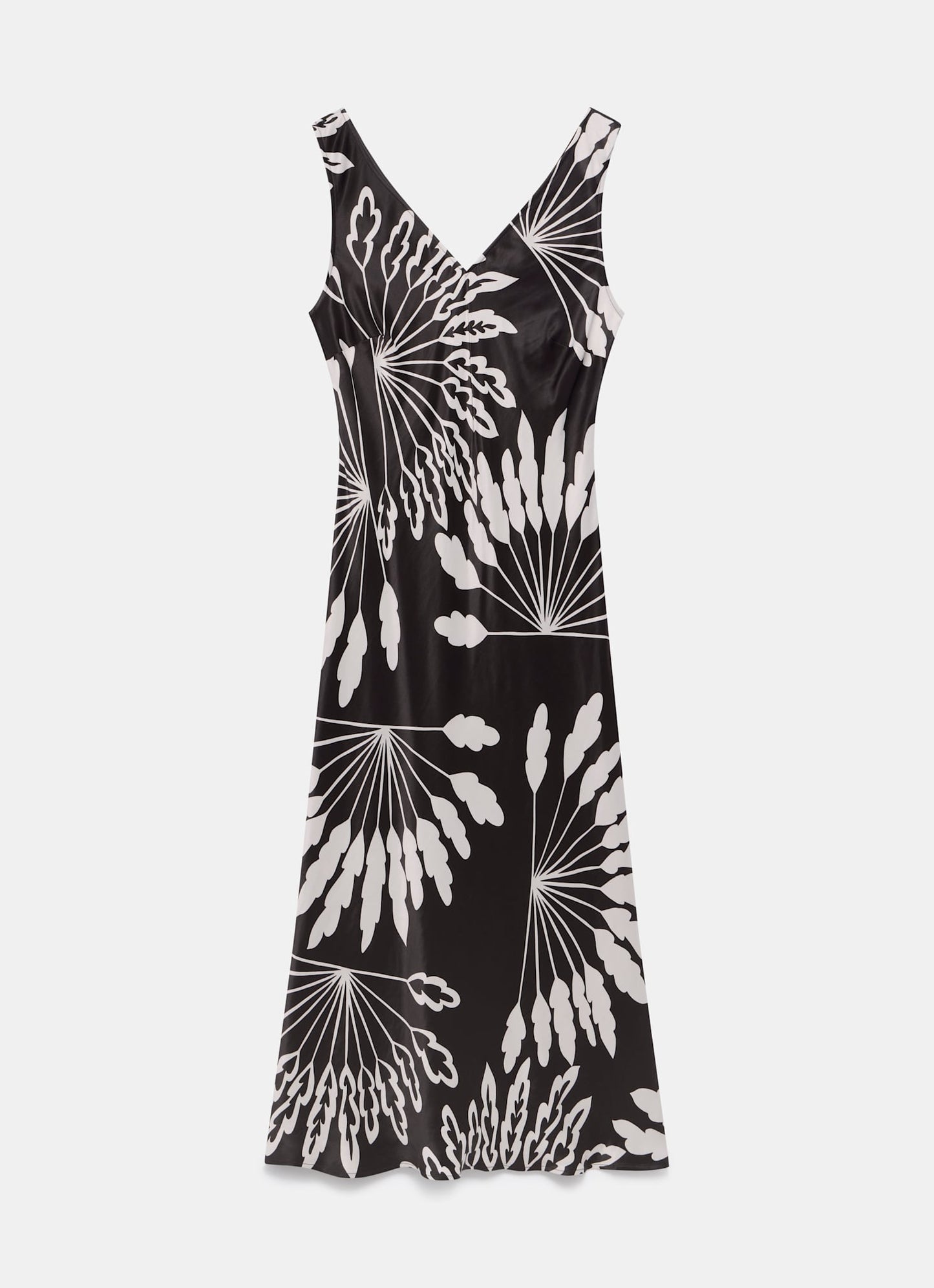 Brown Palm Print Midi Dress