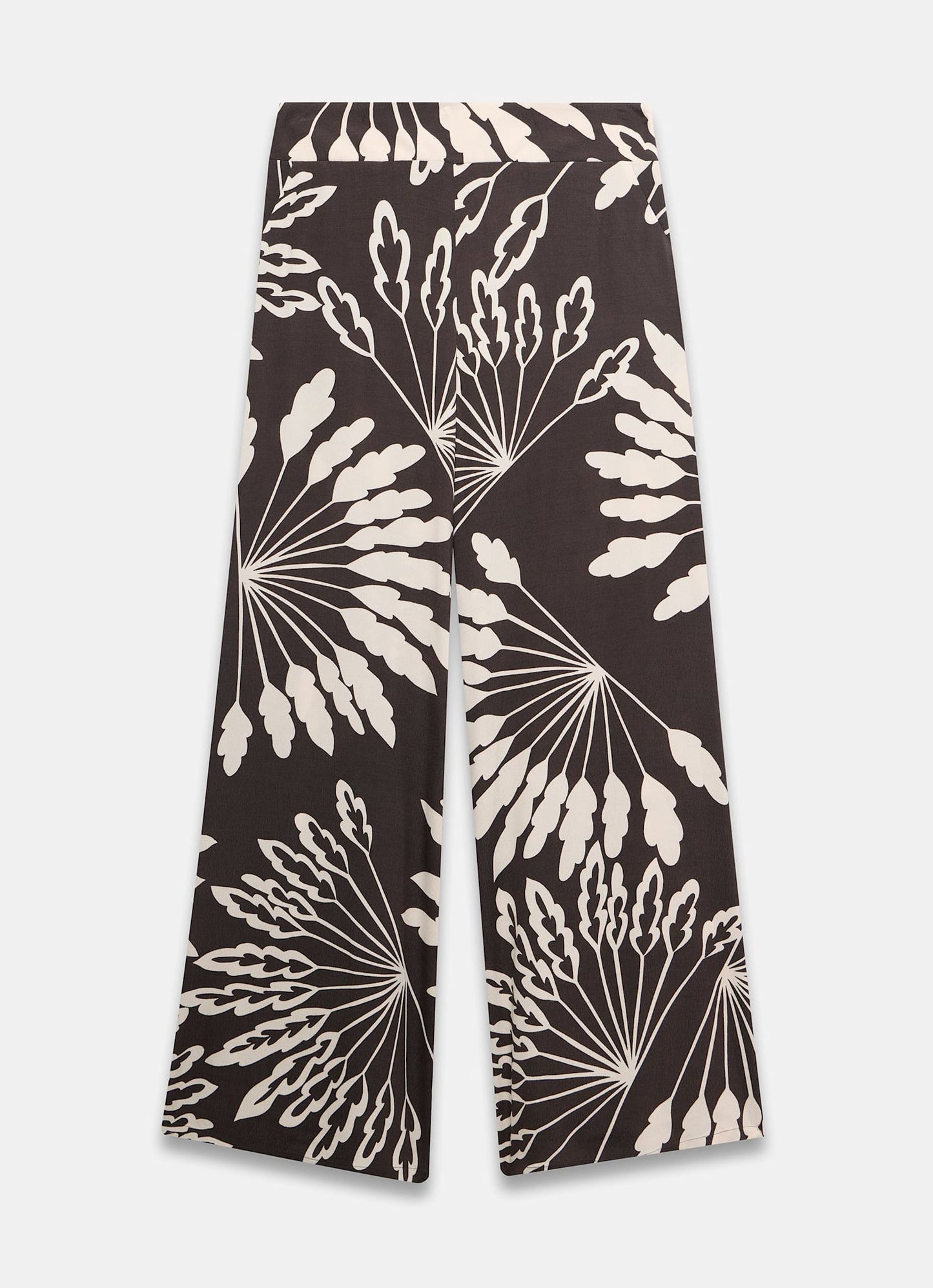 Brown Palm Print Wide Trousers
