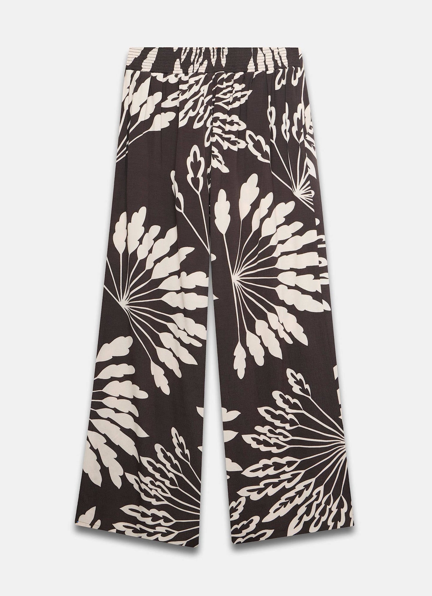 Brown Palm Print Wide Trousers