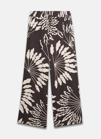 Brown Palm Print Wide Trousers