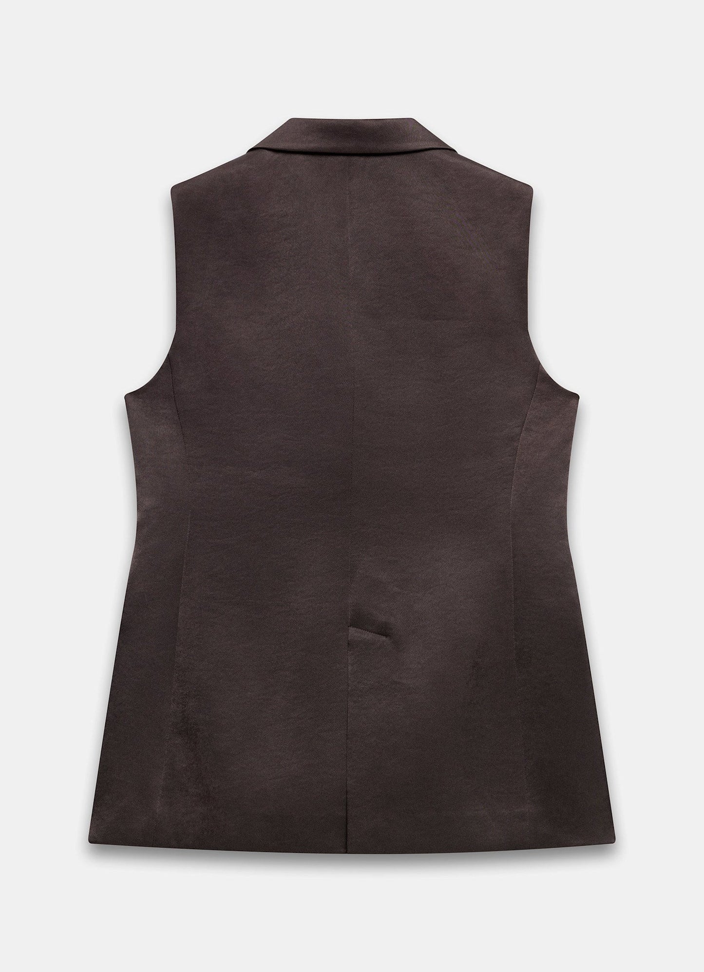 Brown Satin Wrap Longline Waistcoat