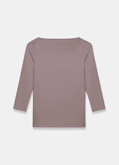 Brown Slash Neck Layering Top