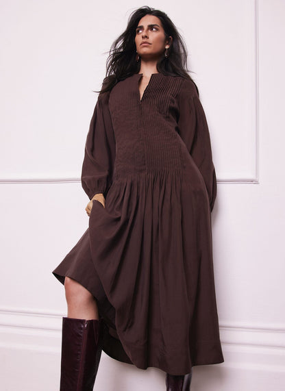 Burgundy Pintuck Maxi Dress