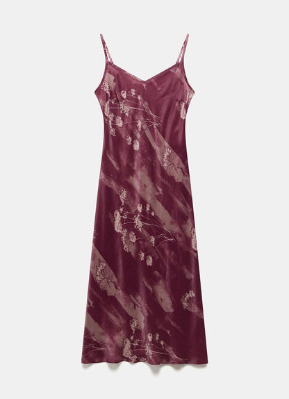 Burgundy Floral Print Slip Dress