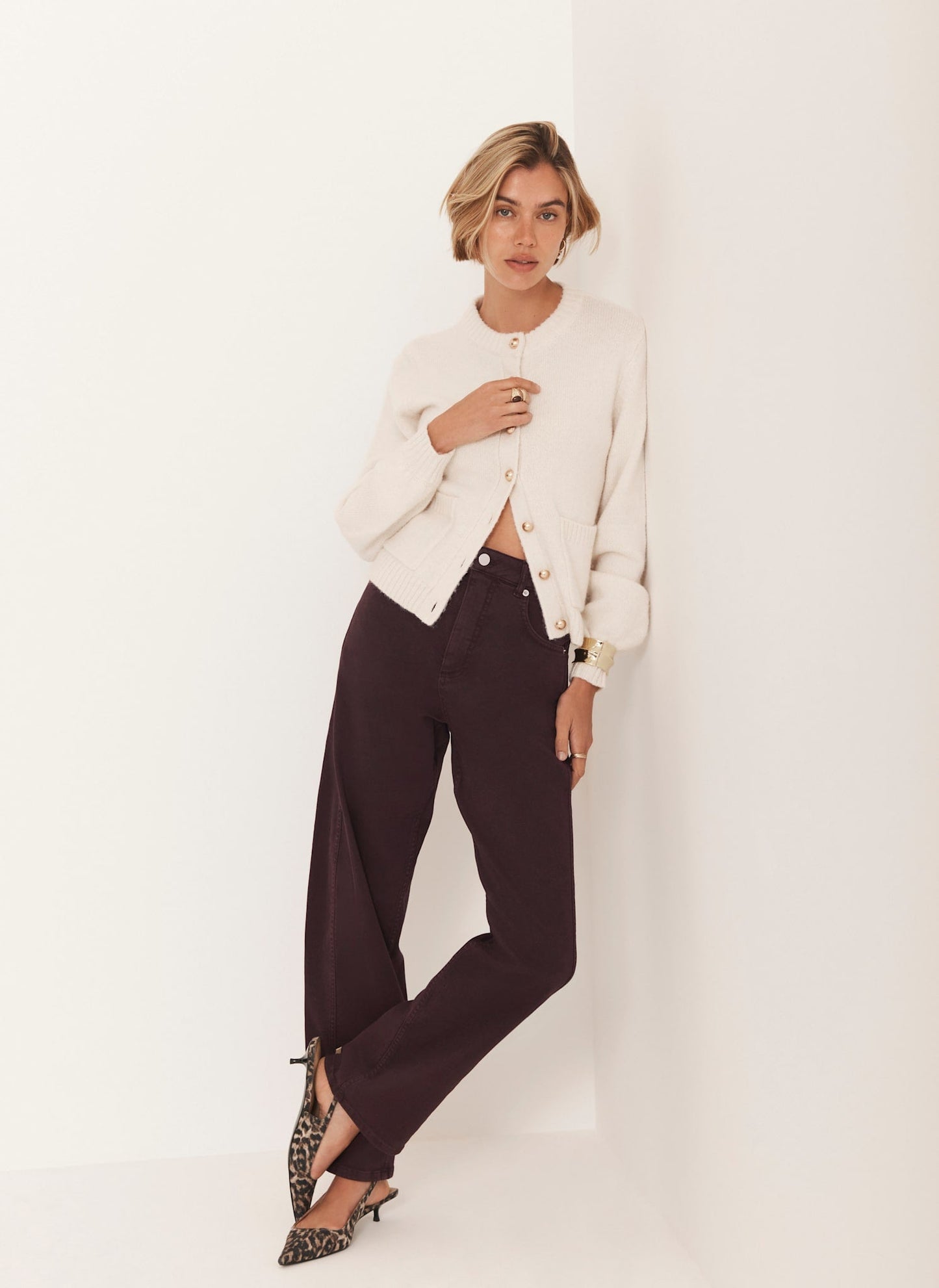 Burgundy Barrel Leg Jeans