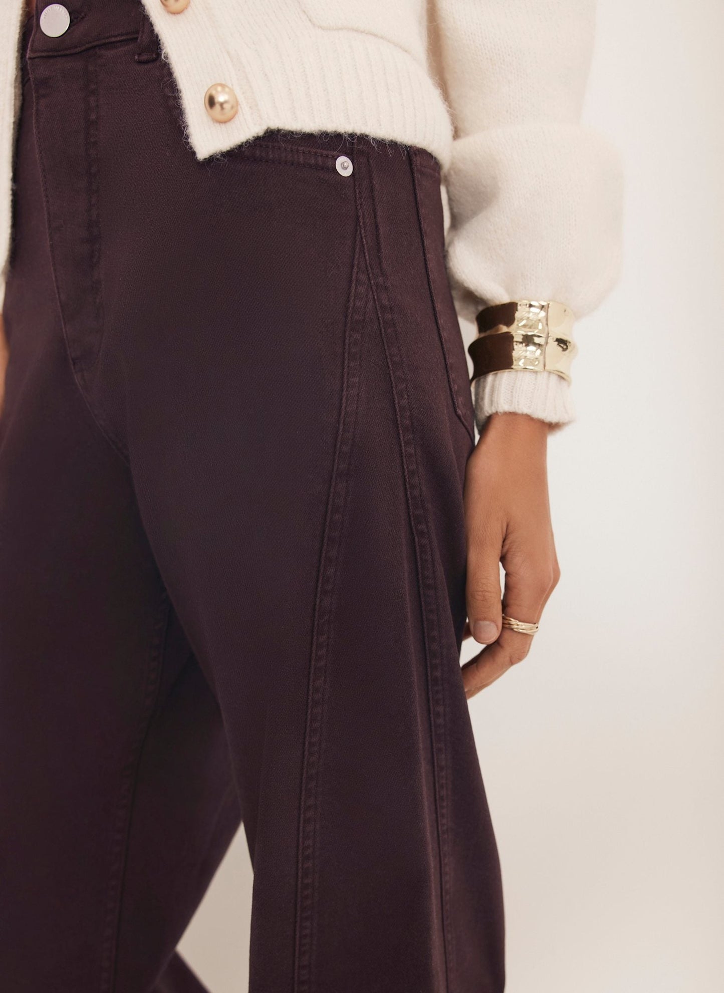 Burgundy Barrel Leg Jeans